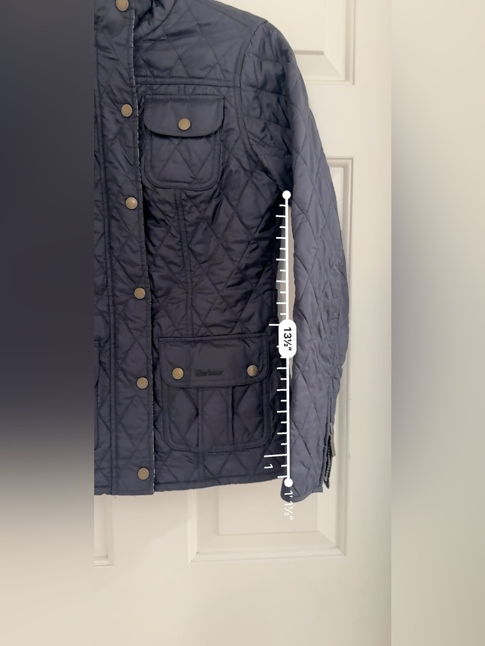Barbour Manderston 4 pocket William Morris Navy quilted jacket. Size 4 - Picture 7 of 15